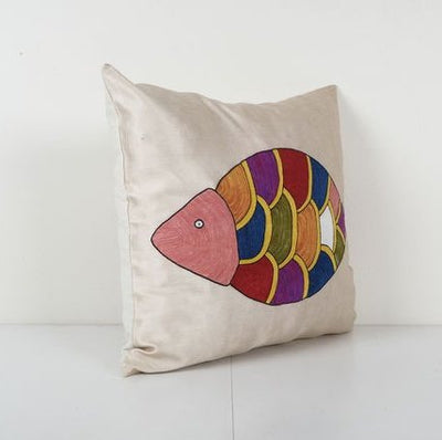 Suzani Fish Pillow Cover 18'' X 18